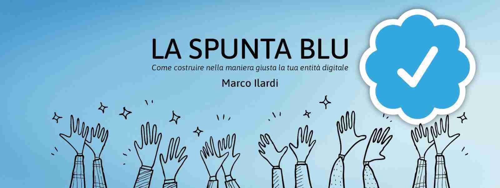 L'immagine mostra mani alzate verso una nuvola con una spunta blu, con il testo 'La Spunta Blu' e altri elementi grafici su sfondo celeste.