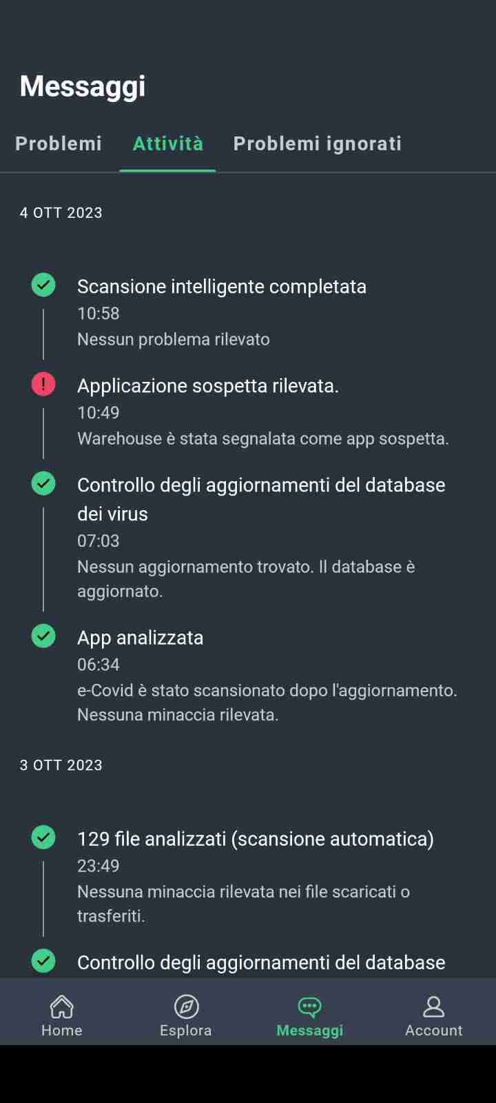 applicazione sospetta rilevata avg android