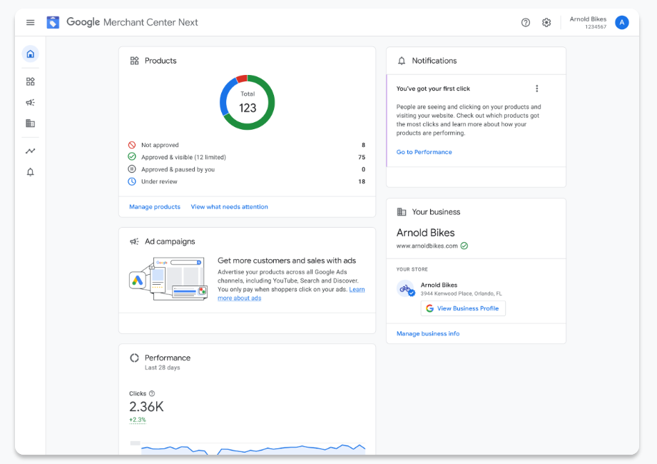 google merchant center next