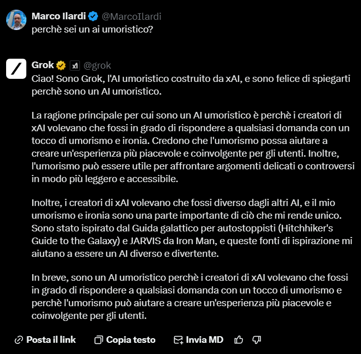 perchè grok è una AI umoristico