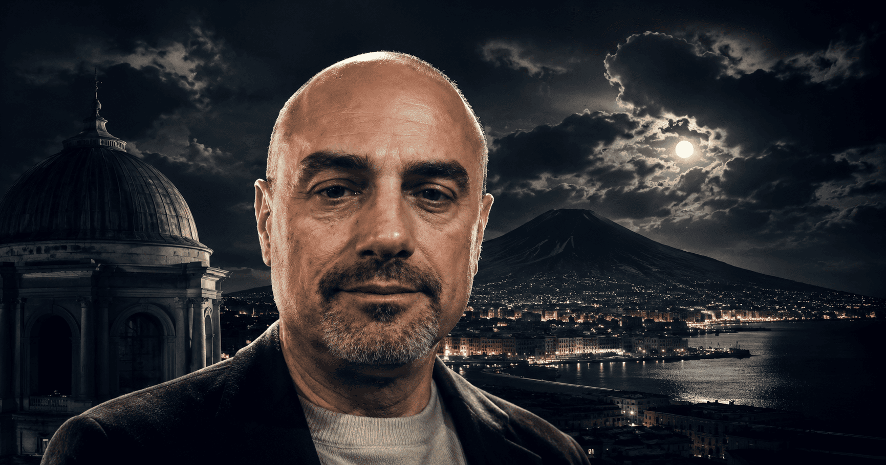 Ritratto di Marco Ilardi con Vesuvio di notte